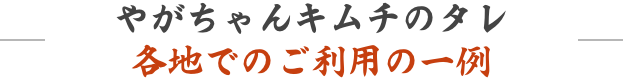 やがちゃんキムチのタレ各地でのご利用の一例